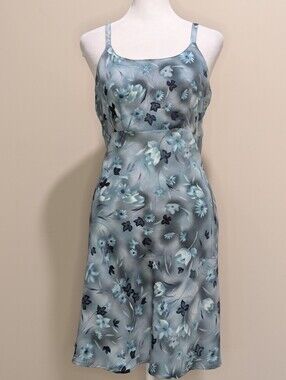 Dby Satin Slip Midi Dress Blue Watercolor Floral Print